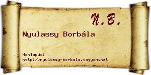 Nyulassy Borbála névjegykártya